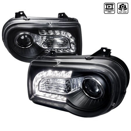 Spec-D Tuning 05-10 Chrysler 300C Projector Headlight - Black LHP-300C05JM-TM